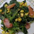 ささらんらん's cooksnap of when they made ほうれん草とコーン＆ソーセージの炒めもの.