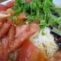 しにお's cooksnap of when they made トマトとなすのピリ辛☆冷やしそうめん.