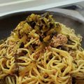 ｸﾏﾘｴ's cooksnap of when they made 挽肉と高菜の醤油焼きそば.