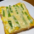 レモネココ's cooksnap of when they made 朝食に♪マヨ卵アスパラトースト.