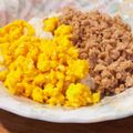 クックE7JAA4☆'s cooksnap of when they made 鶏そぼろの二色丼.