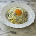 ナピト's cooksnap of when they made オッサンの月見カルボナーラ.