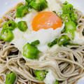 BuuuRinTai's cooksnap of when they made ♡とろろとオクラの冷やし蕎麦♡.