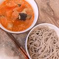 まる〜こ's cooksnap of when they made 簡単♪豚肉とトマトのピリ辛つけ蕎麦.