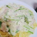 ゆなちゅーん's cooksnap of when they made 牛乳でアスパラとベーコンのクリームパスタ.