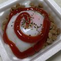 輝夜の姫's cooksnap of when they made ケチャップで！キャベツ納豆卵丼.