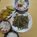 よちりん's cooksnap of when they made お弁当に牛アスパラのわさマヨ醤油炒め.