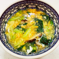 あっこ姉's cooksnap of when they made ふわとろ卵♪小松菜とコーンの中華スープ.