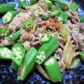 ☆あとむ☆'s cooksnap of when they made 豚キムチinオクラ・・夏バテ防止に.
