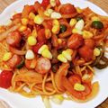 もにゃっこ's cooksnap of when they made プチトマトとコーンの可愛いスパゲティ♡.