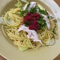 のんblack's cooksnap of when they made ☆梅と大葉のささみパスタ！冷製でも♪.