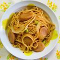 チェックのミニくま's cooksnap of when they made そら豆と魚肉ソーセージのキムチパスタ.