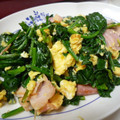 卯月のうさぎ２０１４'s cooksnap of when they made ほうれん草ベーコンの卵炒め♪.