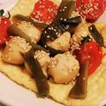 私市ビッキーズ津門巳's cooksnap of when they made «薄揚げ～里いも煮～プチトマ～茎わかめ».