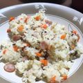 杙凪☆'s cooksnap of when they made キャンプ飯　フライパンでベーコンピラフ.
