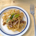 のらむーちょ's cooksnap of when they made 牛肉と長ネギ、エリンギの和風パスタ.