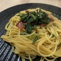 TaytNeyy's cooksnap of when they made ベーコンとほうれん草の和風にんにくパスタ.