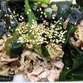 あきつま（杏花☆）'s cooksnap of when they made オクラとワカメがメイン☆豚肉の味ぽん炒め.