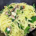 猪木の単身赴任メシ's cooksnap of when they made ほうれん草とオイルサーディンのパスタ.
