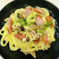 azbjbn's cooksnap of when they made 簡単5分！冷凍うどんで豆乳カルボナーラ.