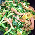 ゆすひと's cooksnap of when they made ソーセージ＆ロメインレタス＆卵の炒め物.