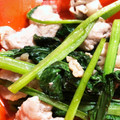 ozameg's cooksnap of when they made 豚こま肉と小松菜のごま油香るめんつゆ炒め.