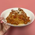 immoana's cooksnap of when they made 洗い物楽チン！ワンパンナポリタン.