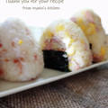 inyako's cooksnap of when they made ソーセージ＆卵のそぼろおにぎり.