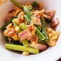 ばらおとゴマコ's cooksnap of when they made 簡単!卵*アスパラベーコンのオイマヨ炒め.