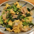 食いしん坊山ガール's cooksnap of when they made ツルムラサキとベーコンのふわふわ卵炒め.