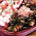 私市ビッキーズ津門巳's cooksnap of when they made “鶏肉葱炒め弁当2号” かつお節&青のり.