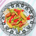 サンディサンディ's cooksnap of when they made ウィンナーとレタスのマヨカレー炒め.