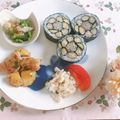 yesmama's cooksnap of when they made ひまわりの飾り巻き寿司.