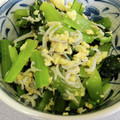 まゆみきママ's cooksnap of when they made 小松菜とじゃこと卵のめんつゆ和え.