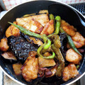 hanemakoo's cooksnap of when they made ナスとオクラとササミの揚げ浸し.