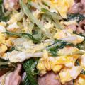 ラーメン好き♪'s cooksnap of when they made ポン酢で水菜と魚肉ソーセージの卵とじ.