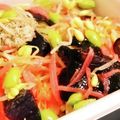 私市ビッキーズ津門巳's cooksnap of when they made カップ焼そば&なす紅生姜豆もやし海苔佃煮.