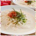 nakamucchi's cooksnap of when they made 冷凍うどんで簡単☆冷たい豆乳明太子うどん.