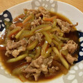 クック26PAK7☆'s cooksnap of when they made すいかの皮と豚肉の甘辛炒め.