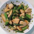 ラフロイグ31年's cooksnap of when they made おくらと長芋と鶏むね肉のガリバタ炒め.