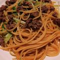 利恵♪'s cooksnap of when they made 水菜とひき肉の和風パスタ.