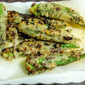 michi_tomo's cooksnap of when they made オクラと梅の磯辺揚げ焼き.