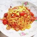 STimeBlues's cooksnap of when they made プチトマトとコーンの可愛いスパゲティ♡.