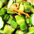 earth。's cooksnap of when they made オクラ・きゅうり・塩昆布めんつゆ漬け♪.