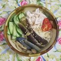 mmameco's cooksnap of when they made レンジ★蒸し鶏と蒸し茄子の盛り合わせ.