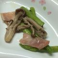 ほあちん's cooksnap of when they made アスパラ&ベーコンのきのこバター炒め.