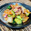 料理男子部🍻's cooksnap of when they made ★お刺身残ったら★タコとキムチとキュウリ.