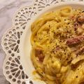 クック1J19VH☆'s cooksnap of when they made 厚切りベーコンと豆乳のカルボナーラうどん.