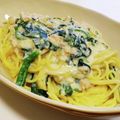 くみちょ～～'s cooksnap of when they made ツナとほうれん草の和風クリームパスタ.