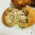 ちょんてん's cooksnap of when they made 豚ひき肉で！キャベツ入りメンチカツ.